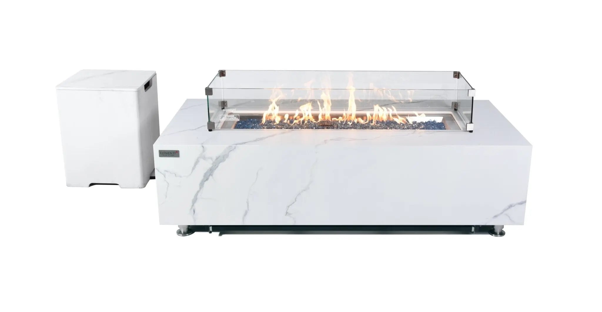 Luxury Carrara Fire Table | Modern Outdoor Fire Pit - Backyard Pyre