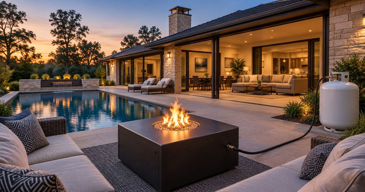 Can a propane fire table connect to a large household tank?