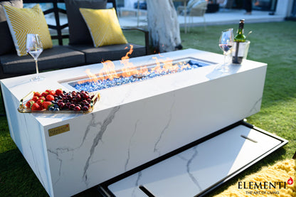 Luxury Carrara Fire Table | Modern Outdoor Fire Pit - Backyard Pyre