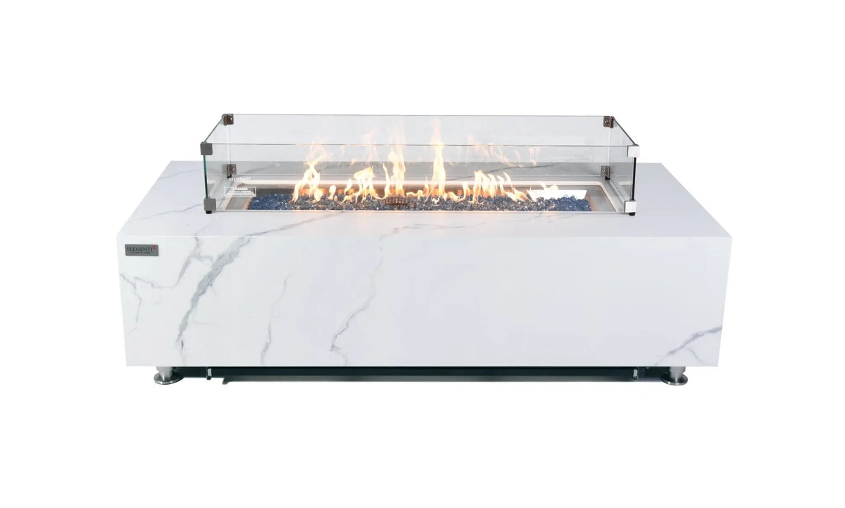 Luxury Carrara Fire Table | Modern Outdoor Fire Pit - Backyard Pyre