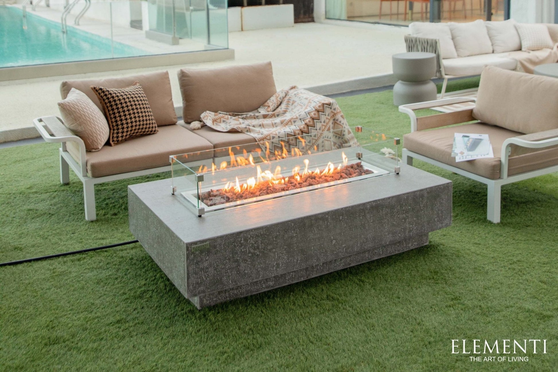 Hampton 56” Concrete Fire Table - Backyard Pyre