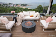 Venice 34 inch GFRC concrete fire table with smooth modern profile