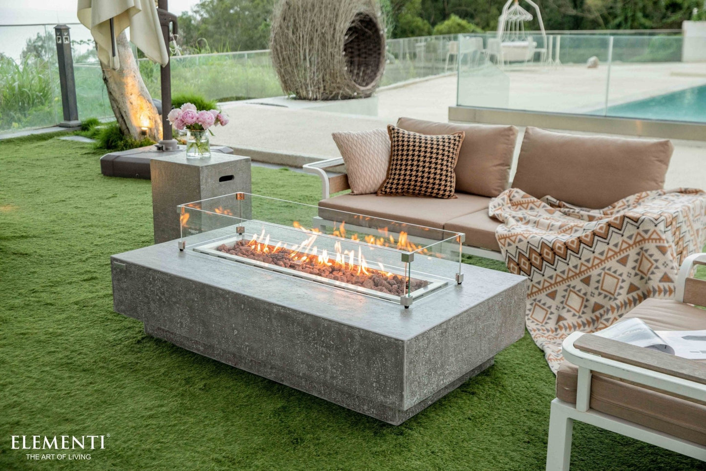 Hampton 56” Concrete Fire Table - Backyard Pyre