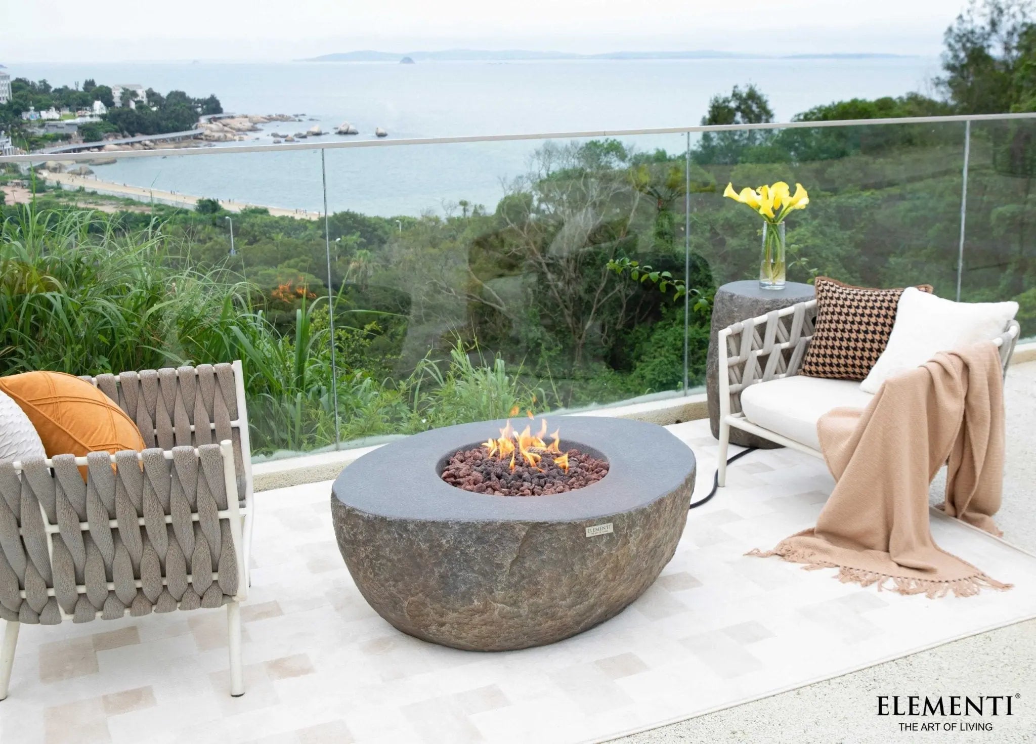 Boulder 43” Concrete Fire Table - Backyard Pyre