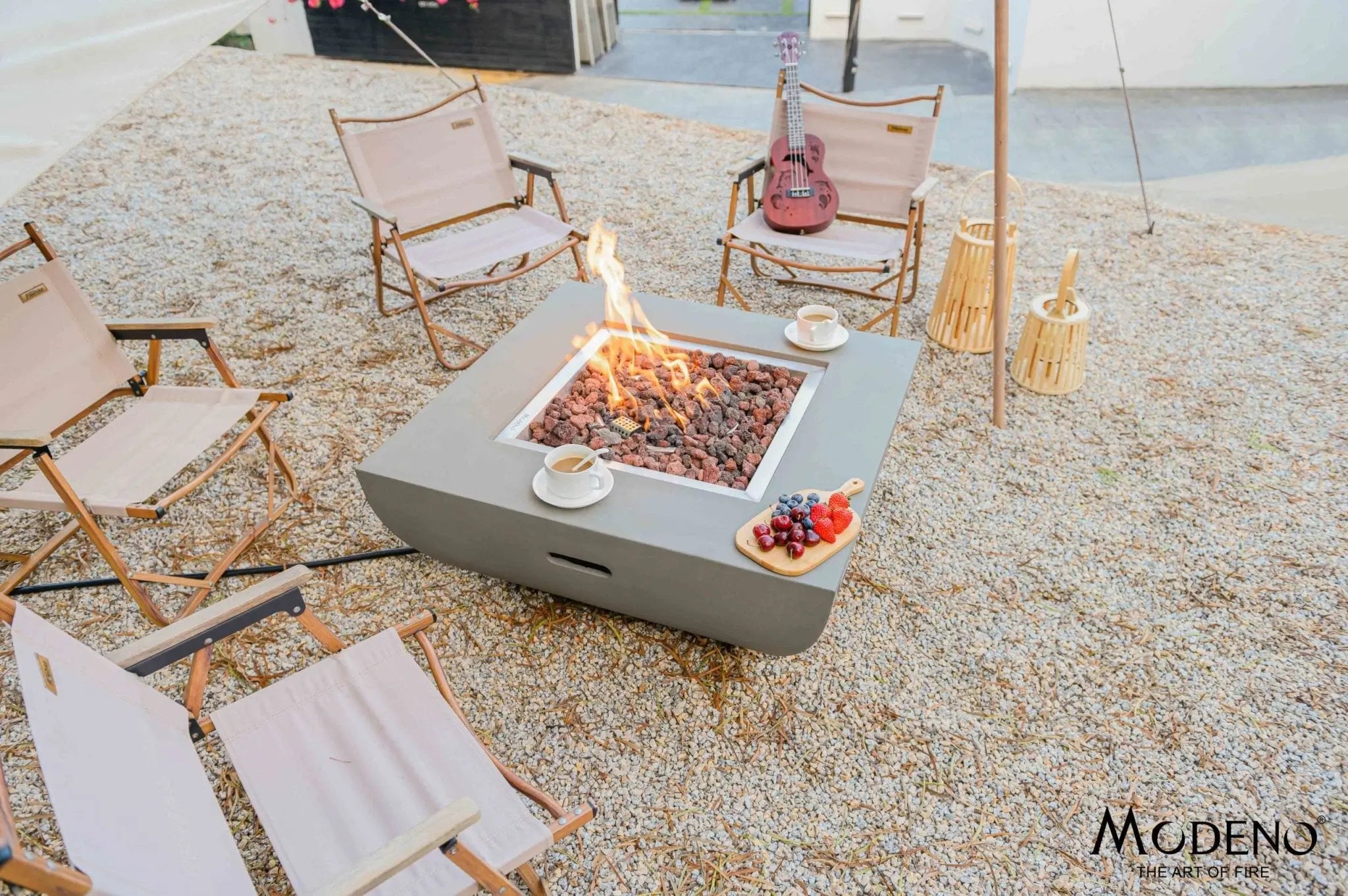 Westport 34 inch GFRC concrete fire table with classic tapered base
