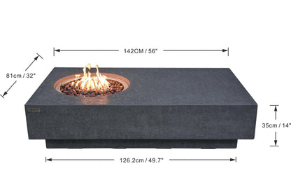 Metropolis 56” Concrete Fire Table - Backyard Pyre