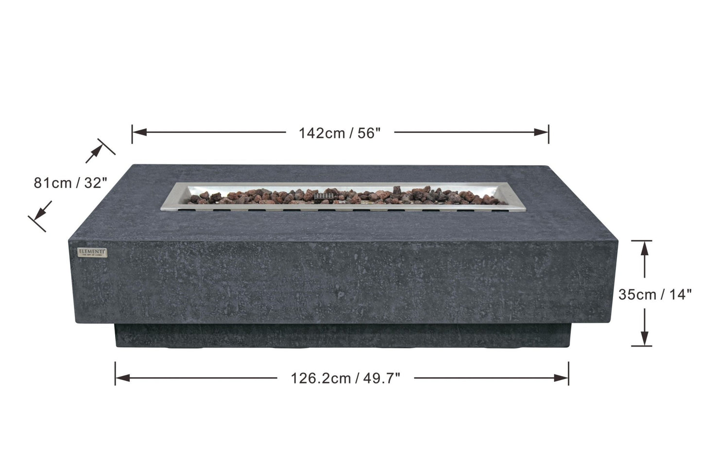 Hampton 56” Concrete Fire Table - Backyard Pyre