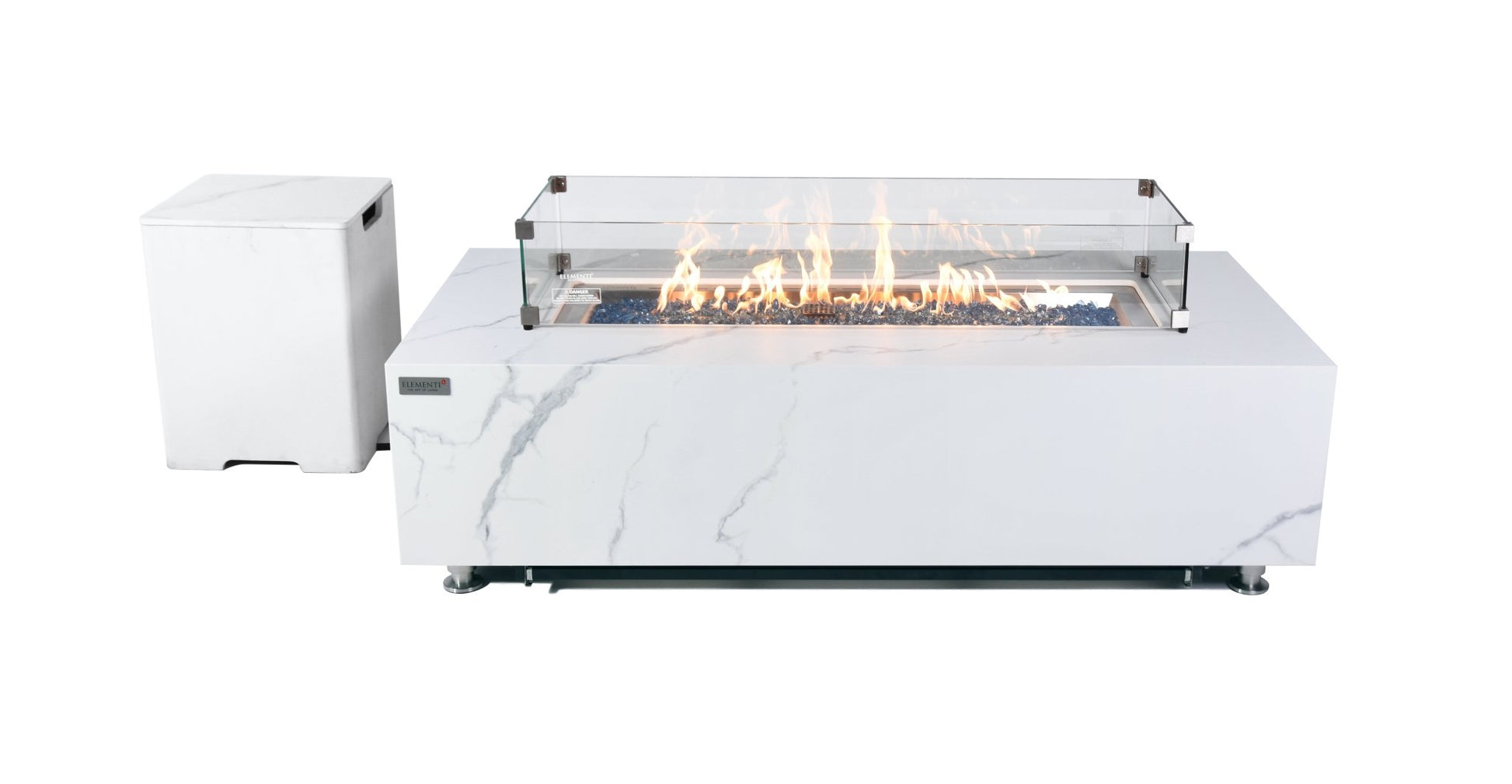 Luxury Carrara Fire Table | Modern Outdoor Fire Pit - Backyard Pyre