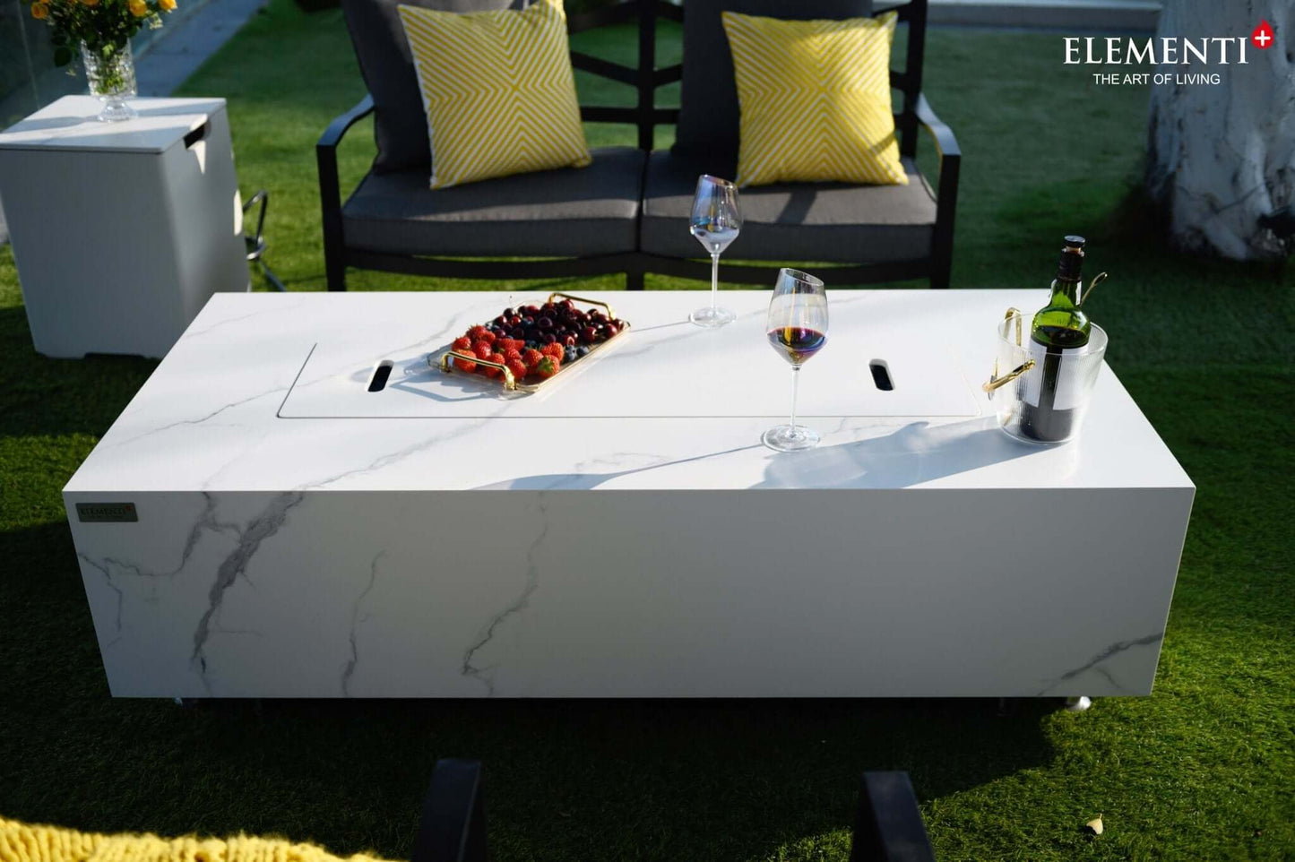 Luxury Carrara Fire Table | Modern Outdoor Fire Pit - Backyard Pyre