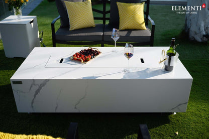 Luxury Carrara Fire Table | Modern Outdoor Fire Pit - Backyard Pyre