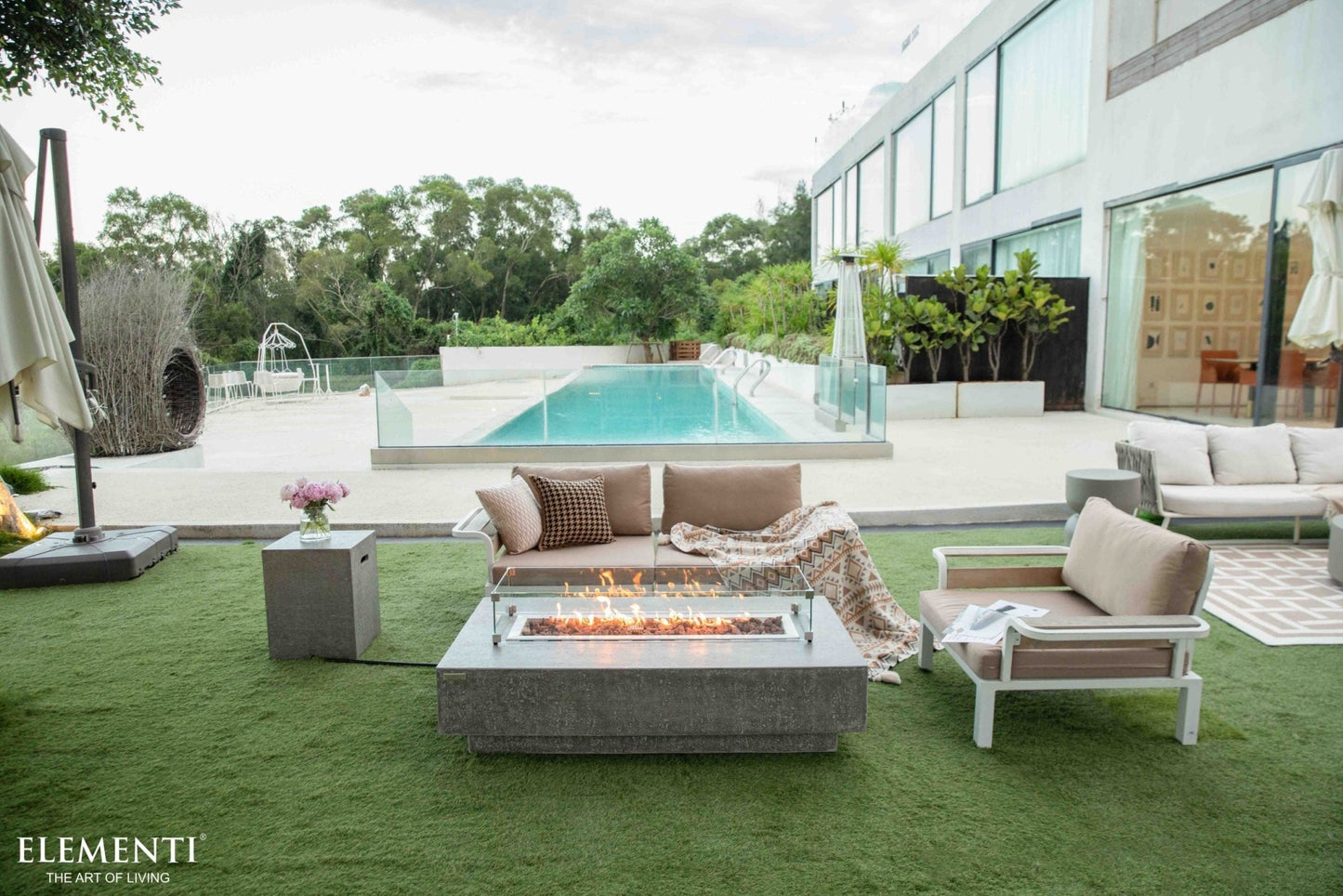 Hampton 56” Concrete Fire Table - Backyard Pyre