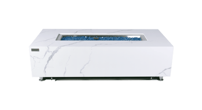 Luxury Carrara Fire Table | Modern Outdoor Fire Pit - Backyard Pyre