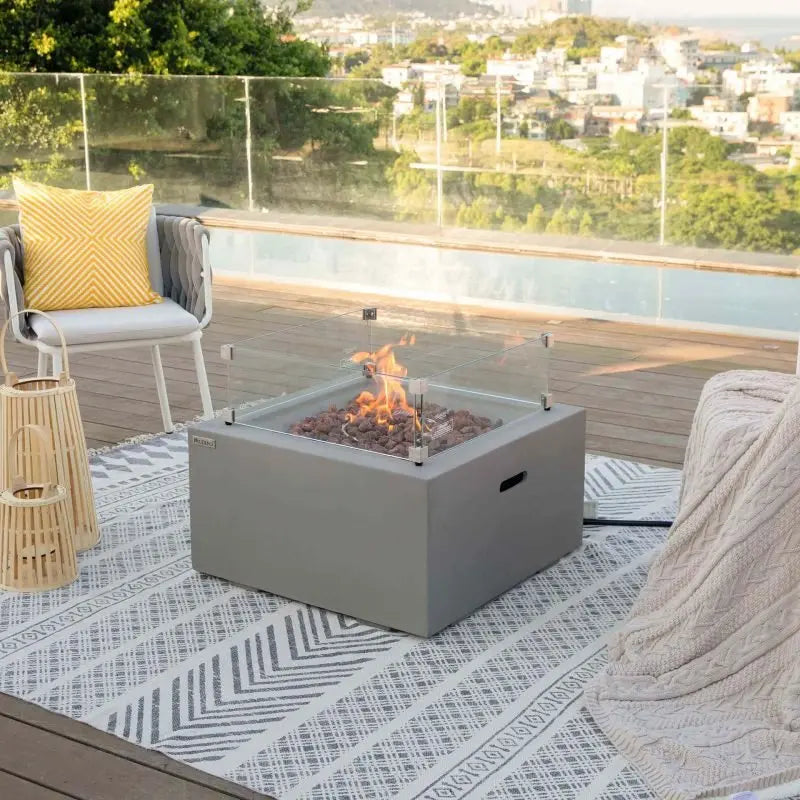 Ridgefield 27 inch round concrete fire pit, low-profile outdoor gas fire bowl
