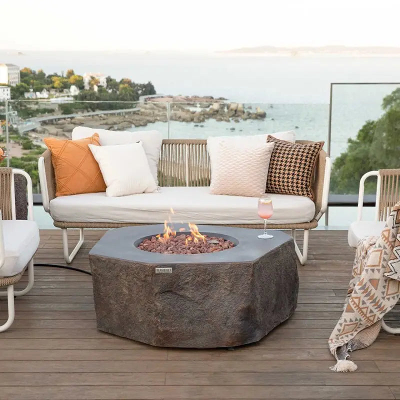 Columbia 42 inch concrete fire table, mid-size outdoor gas fire pit