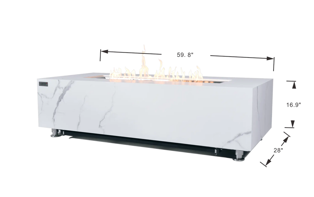Luxury Carrara Fire Table | Modern Outdoor Fire Pit - Backyard Pyre