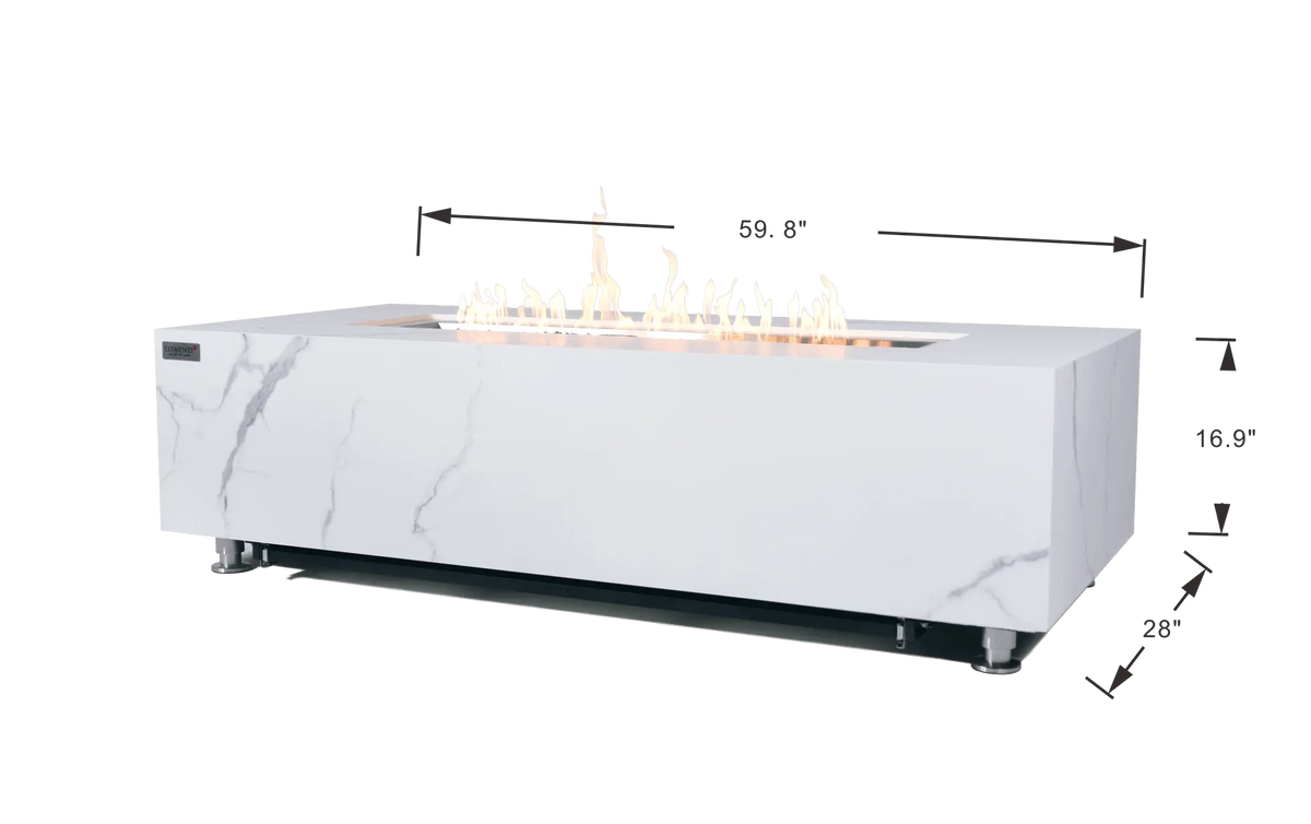 Luxury Carrara Fire Table | Modern Outdoor Fire Pit - Backyard Pyre