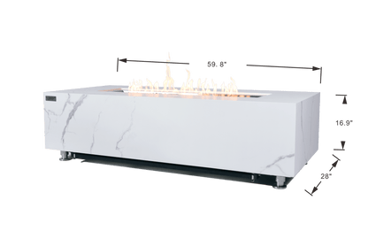 Luxury Carrara Fire Table | Modern Outdoor Fire Pit - Backyard Pyre