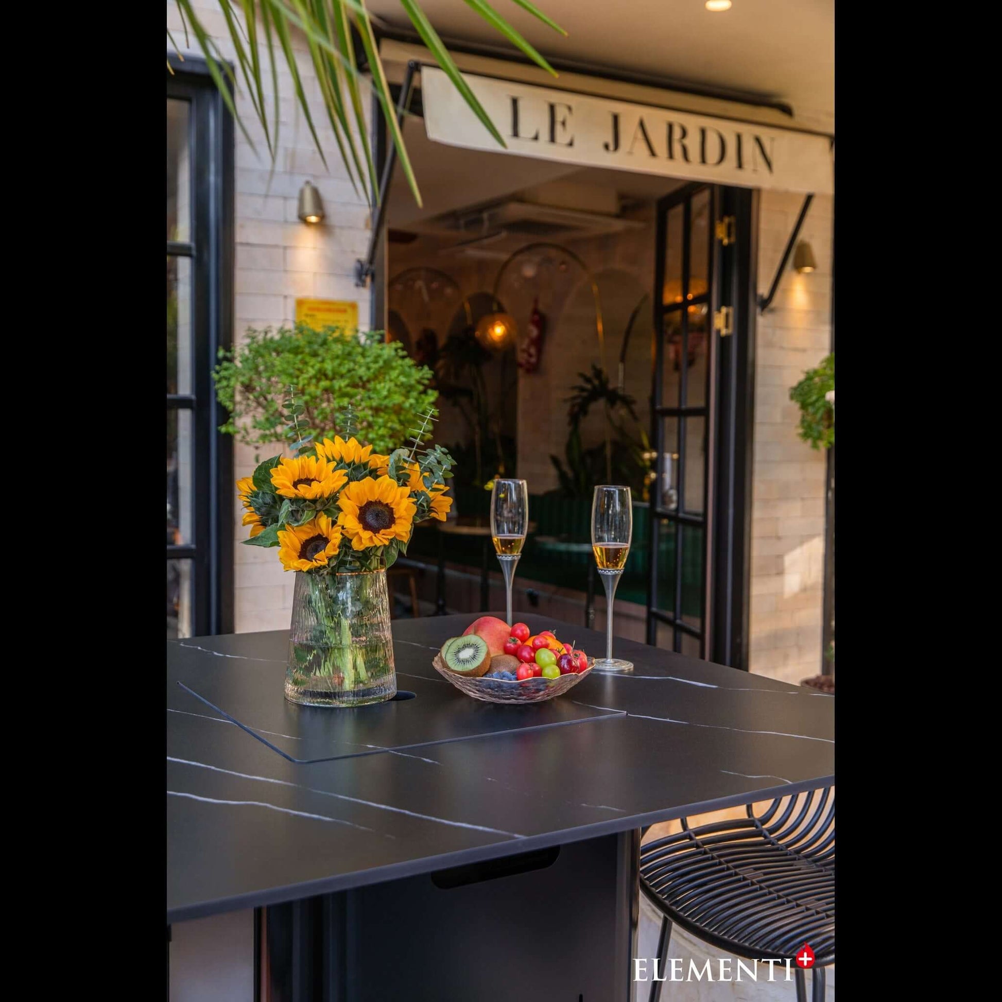 Bulgaria Black - Koln Marble Porcelain Bar table - Backyard Pyre