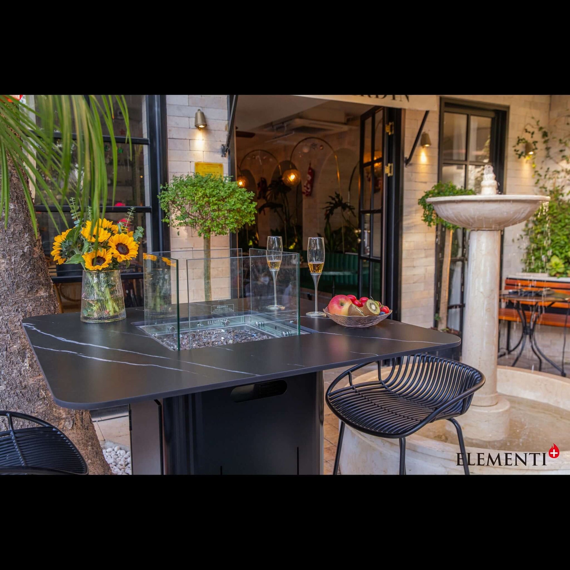 Bulgaria Black - Koln Marble Porcelain Bar table - Backyard Pyre