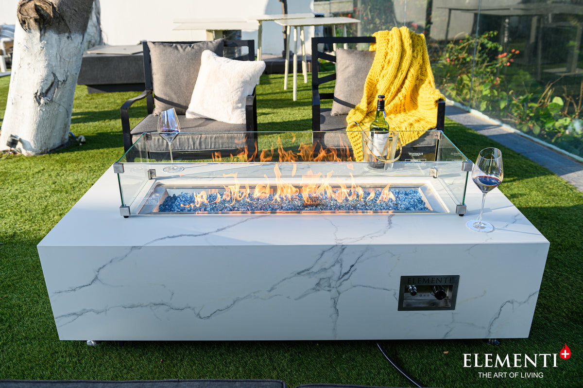 Carrara Marble Porcelain Fire Table