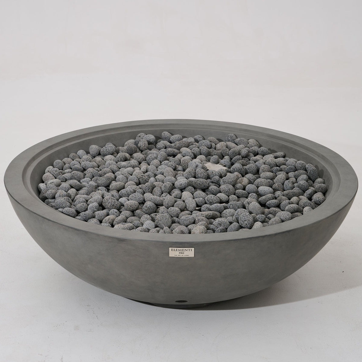 Elementi Pro Rose Bowl 48-inch 100K BTU fire pit, Moon Gray – side view, unlit